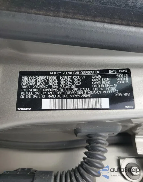 2015 Volvo Xc70 T5 Premier из США, поврежденный, VIN YV440MBB0F1199591